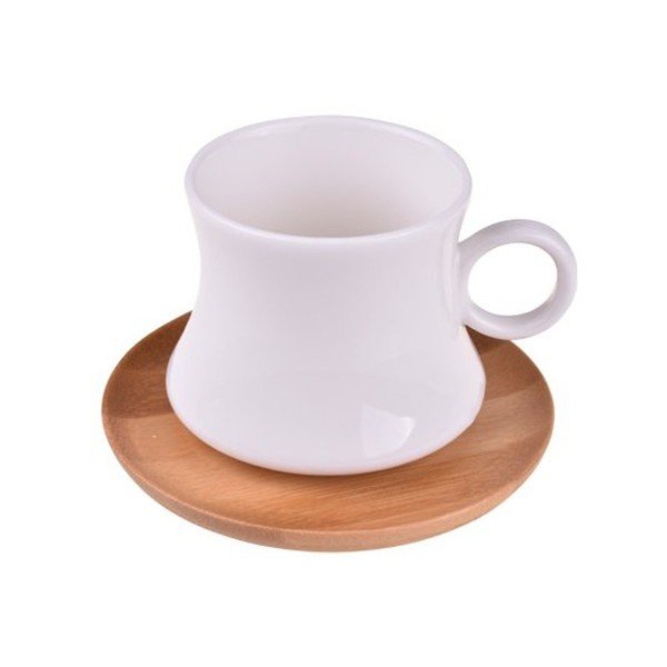 Sada 6 porcelánových hrnků s bambusovými podtácky Bambum Largi-image-1