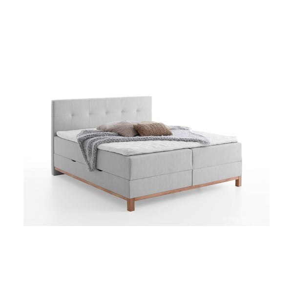 Světle šedá boxspring postel s úložným prostorem 160x200 cm Catania - Meise Möbel-image-3