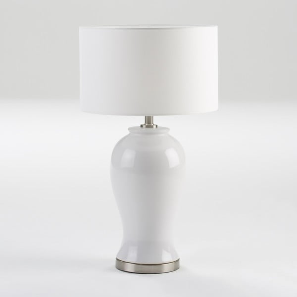 Bílá kermická stolní lampa bez stínidla Thai Natura Eline, výška 52 cm