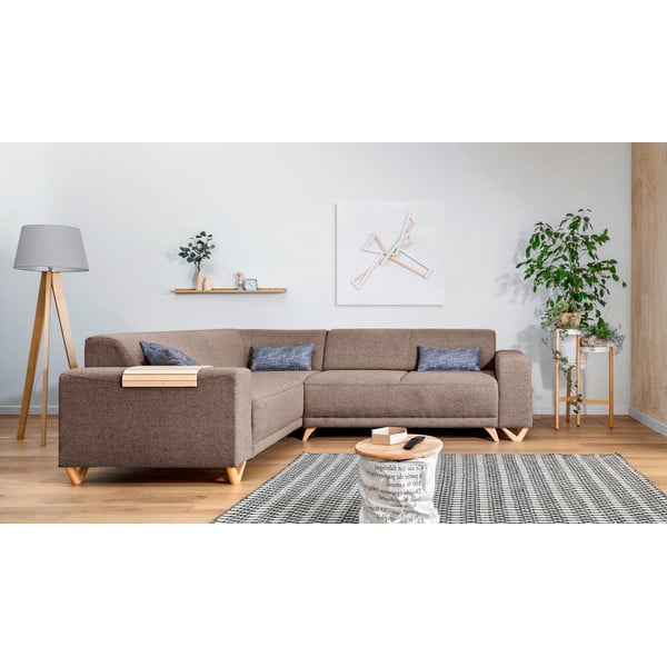 Hnědá rozkládací/s úložným prostorem rohová pohovka (levý roh/do L) Classy Sophie – Miuform-image-1