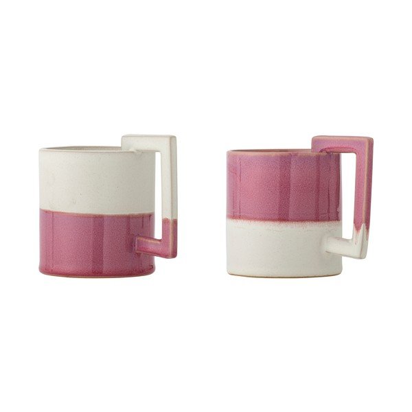 Růžové/krémové kameninové hrnky v sadě 2 ks 375 ml Ranya – Bloomingville-image-2