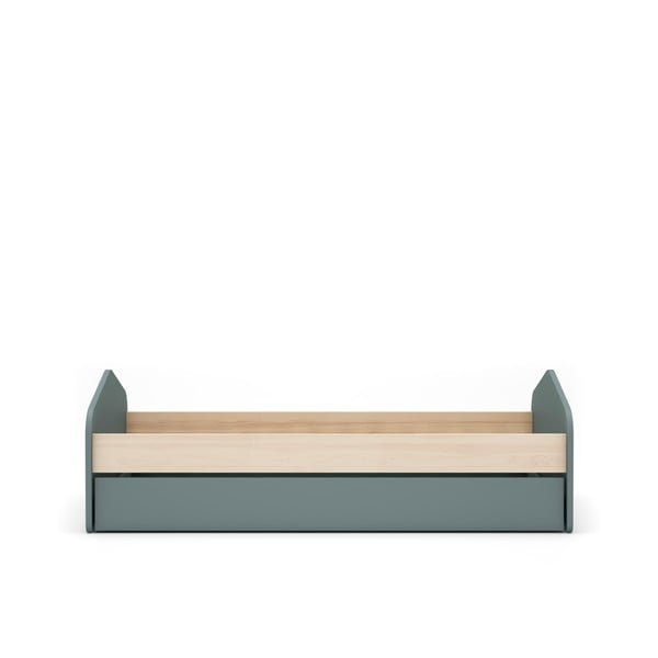 Dětská postel v dekoru borovice s výsuvným lůžkem s úložným prostorem s roštem 90x200 cm v přírodní barvě/šedozelená Estefania – Marckeric-image-2