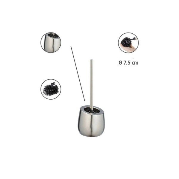 Keramická WC štětka v matně stříbrné barvě Badi - Wenko-image-3