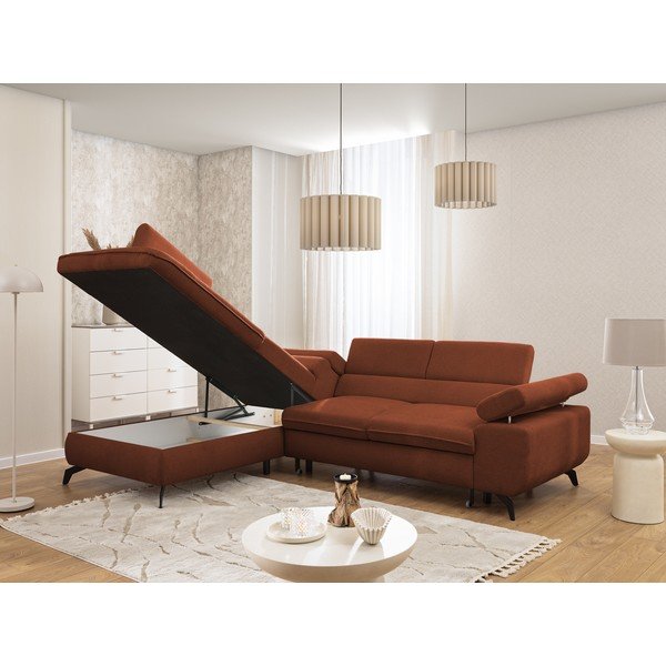 Žinylková rohová pohovka v terakotové barvě (levý roh/do L) Marbeya  – Ropez-image-4