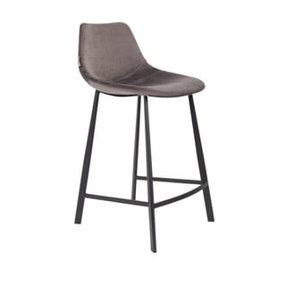 Sada 2 šedých barových židlí se sametovým potahem Dutchbone, výška 91 cm
