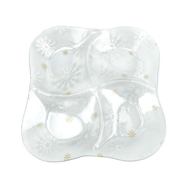 Servírovací skleněný talíř s vánočním motivem ø 28,5 cm Frosty Flakes – Dakls