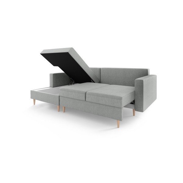 Šedá rozkládací pohovka s úložným prostorem Mazzini Sofas Aubrieta, levý roh-image-2