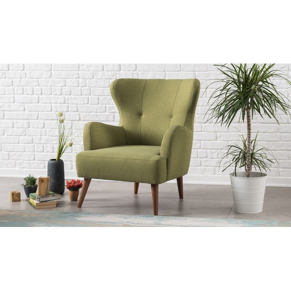 Olivově zelené křeslo ušák Balcab Home Jane-image-1