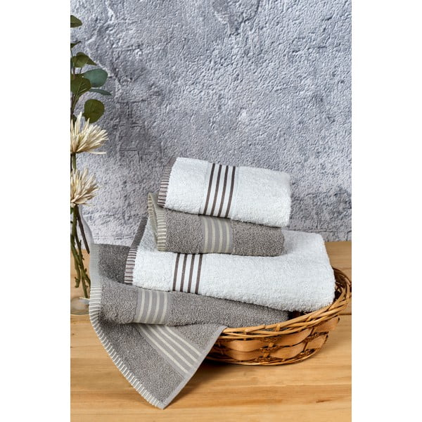 Krémové/taupe bavlněné ručníky a osušky v sadě 4 ks – Mila Home