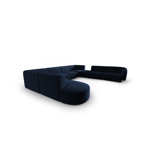 Modrá sametová rohová pohovka (pravý roh/do "U") Paolo – Milo Casa-image-2