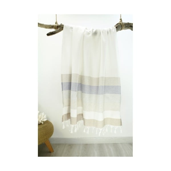 Světlá osuška z čisté bavlny Hammam Strip Style, 90  x  180 cm