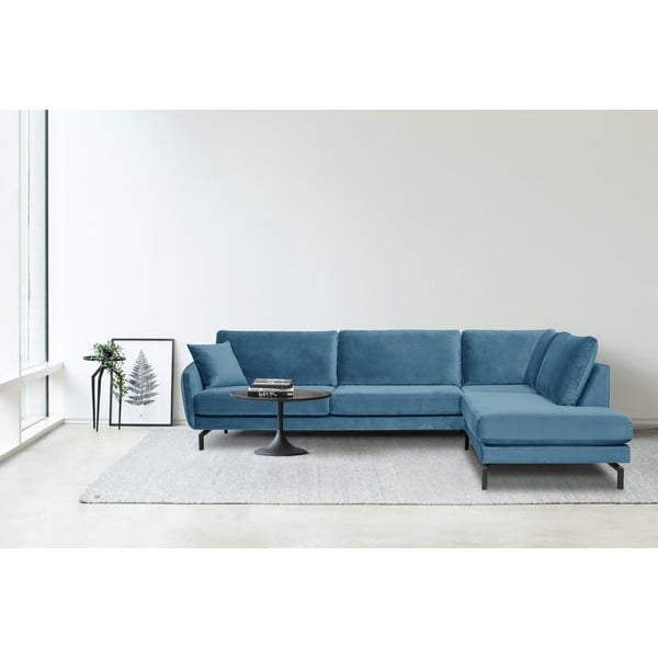 Modrá sametová rohová pohovka (pravý roh) Magic - Scandic-image-1