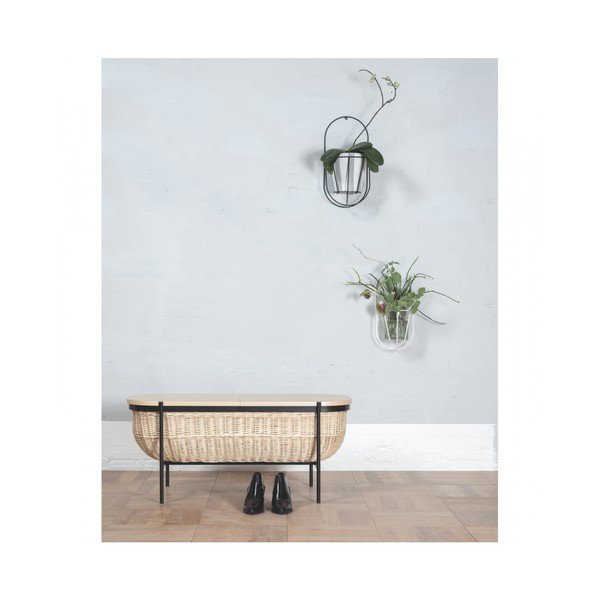 Proutěná lavice s černou konstrukcí a úložným prostorem OK Design Willow-image-4