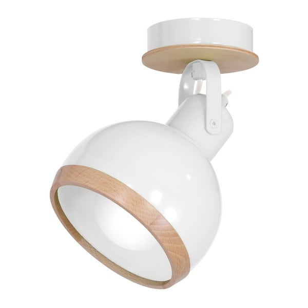 Bílé nástěnné svítidlo s dřevěnými detaily Homemania Oval