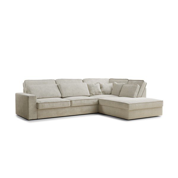 Šedobéžová žinylková rohová pohovka (pravý roh/do L) Kirou – Maison de Rêve-image-2