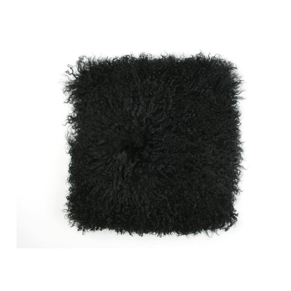Černý vlněný polštář z ovčí kožešiny Auskin Chaim, 35 x 35 cm