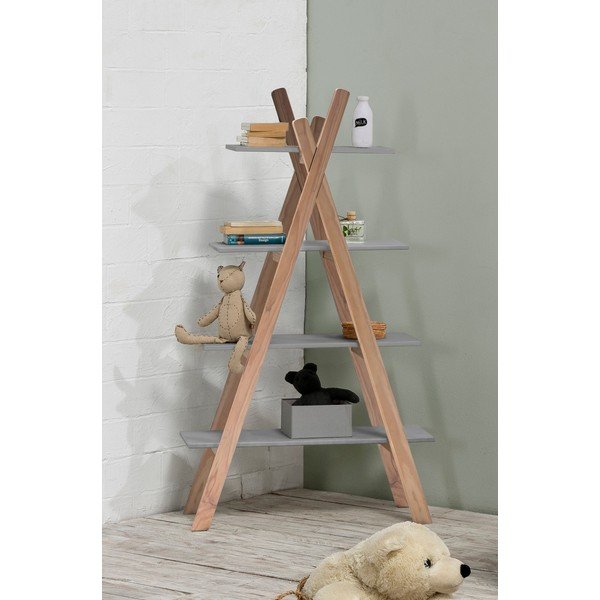 Dětská knihovna s šedými policemi s konstrukcí z borovicového dřeva Marckeric Elisa-image-1