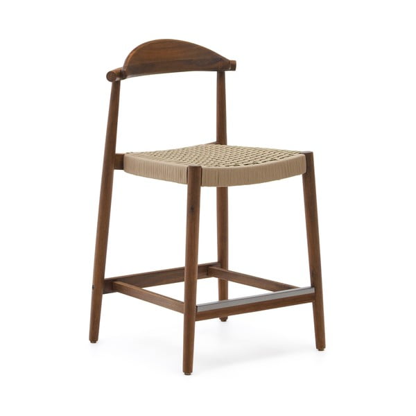 Hnědá dřevěná zahradní barová židle Nina – Kave Home