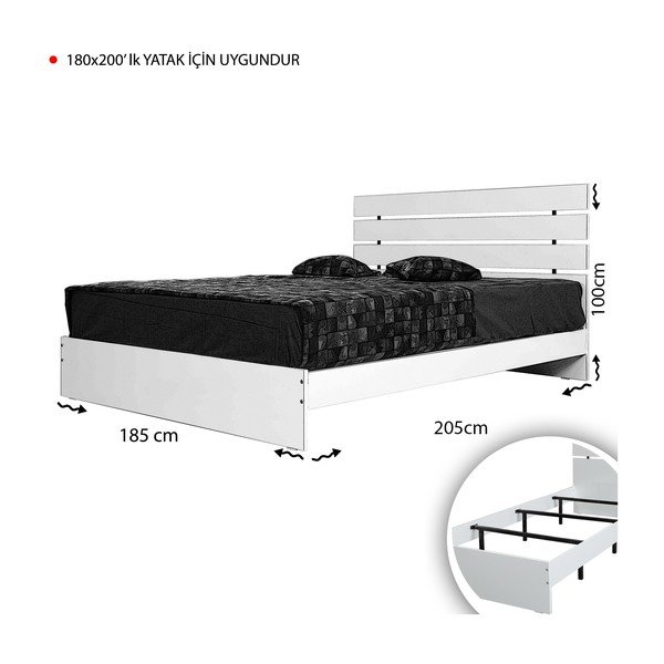 Bílá dvoulůžková postel 180x200 cm Fuga – Kalune Design-image-4