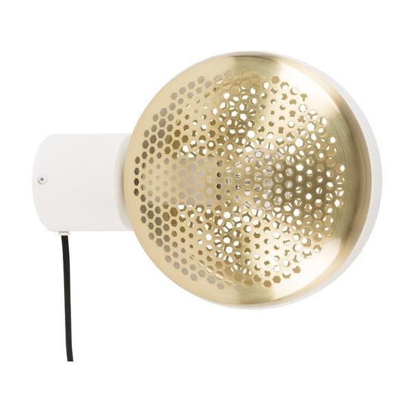 Nástěnná lampa v mosazné barvě s bílými detaily Zuiver Gringo Flat