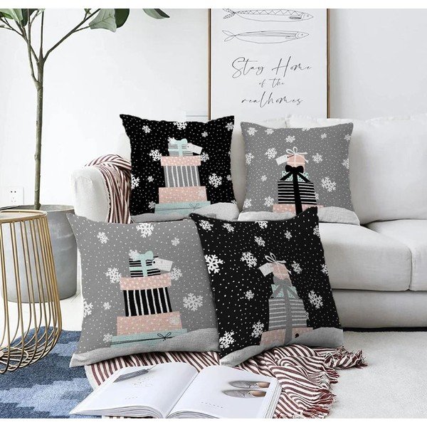 Povlaky na polštáře v sadě 4 ks s vánočním motivem 43x43 cm Merry Christmas – Mila Home