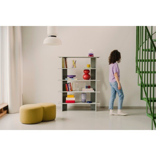 Světle šedá kovová knihovna 120x156x37 cm Hes – noo.ma-image-4