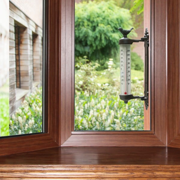 Litinový nástěnný teploměr Esschert Design Dekor Bird, výška 27,3 cm-image-1