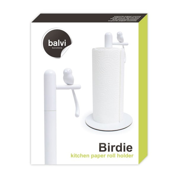 Bílý držák na kuchyňské utěrky ø 16 cm Birdie – Balvi-image-3