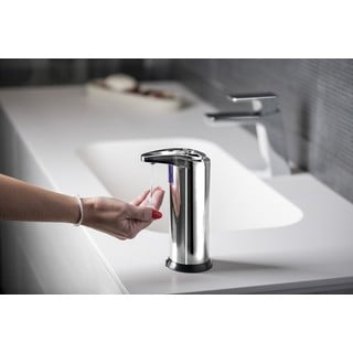 Bezdotykový dávkovač mýdla z nerezové oceli v leskle stříbrné barvě 240 ml Aqualine  – Sapho