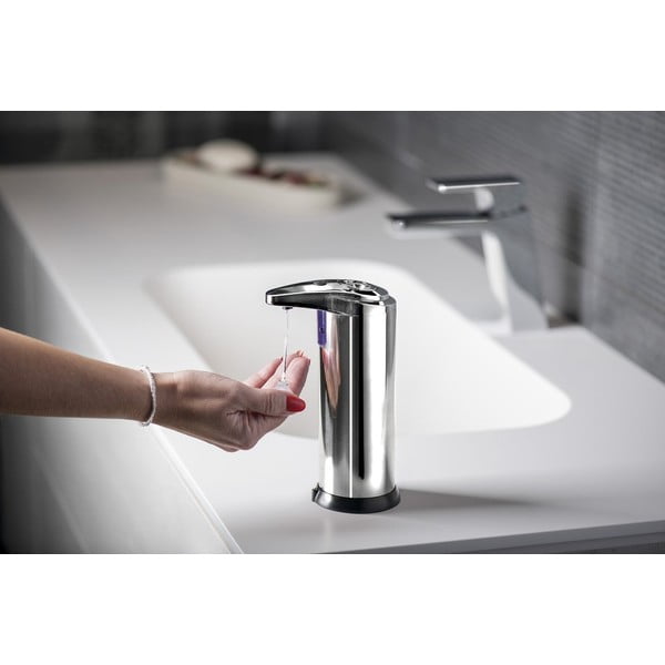 Bezdotykový dávkovač mýdla z nerezové oceli v leskle stříbrné barvě 240 ml Aqualine  – Sapho-image-1