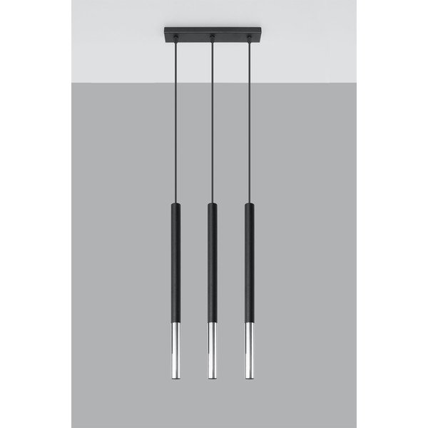 Závěsné svítidlo v černo-stříbrné barvě Sollux Asarot 3L-image-1