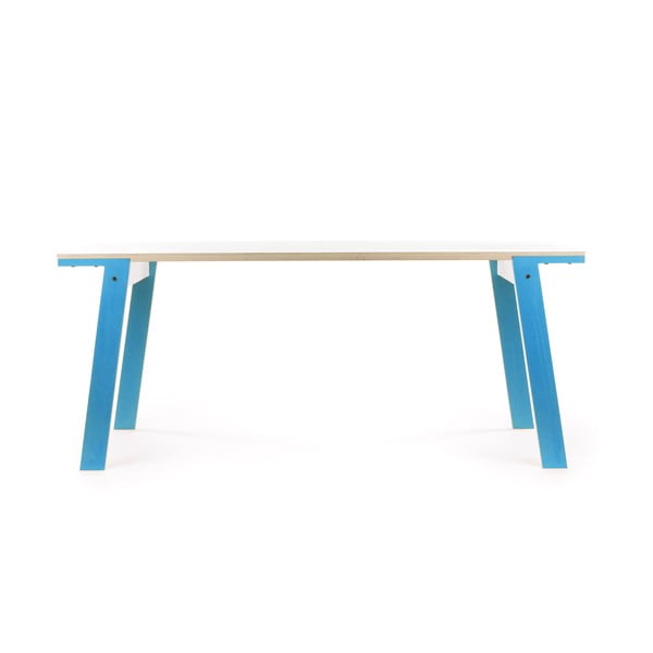 Modrý jídelní/pracovní stůl rform Flat, deska 200x90 cm