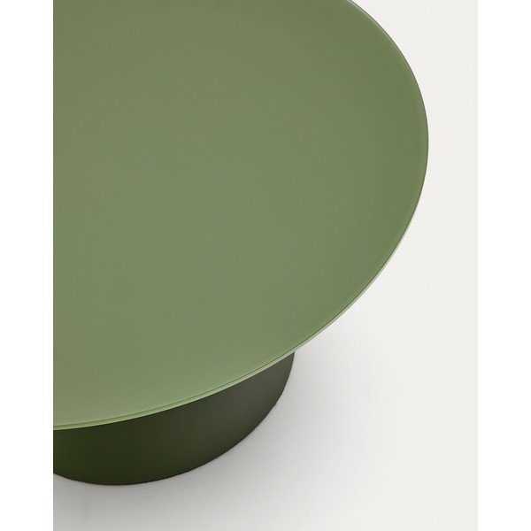 Zelený kulatý konferenční stolek se skleněnou deskou ø 80 cm Wilshire – Kave Home-image-3