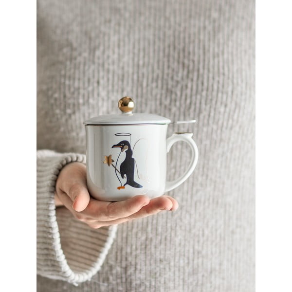 Krémový hrnek s vánočním motivem se sítkem z kameniny 300 ml Valentin – Bloomingville-image-2