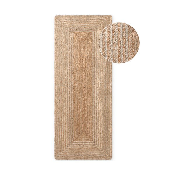 Oboustranný/ručně tkaný jutový běhoun v přírodní barvě/ve světle přírodní barvě 80x300 cm Juno – Hanse Home