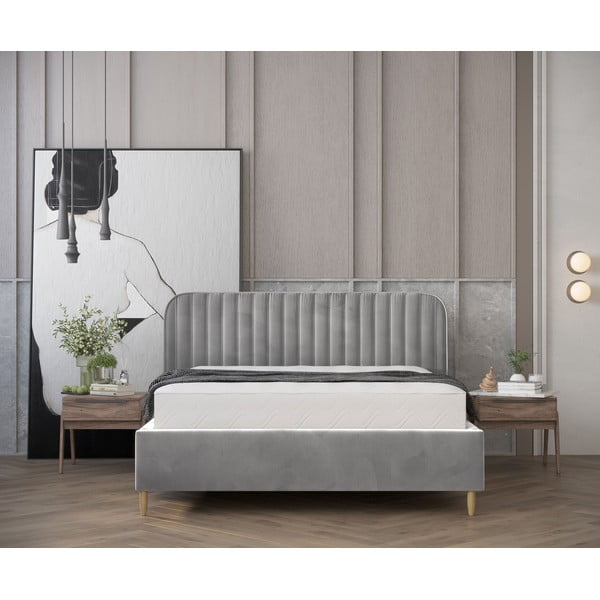 Šedá čalouněná dvoulůžková postel s úložným prostorem s roštem 160x200 cm Noto – Maison de Rêve-image-4