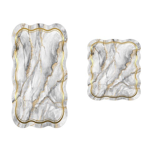 Šedé/ve zlaté barvě koupelnové předložky v sadě 2 ks 60x100 cm – Foutastic