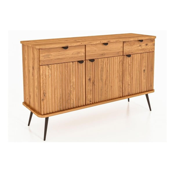 Nízká komoda z dubového dřeva v přírodní barvě 144x87 cm Kula – The Beds-image-3