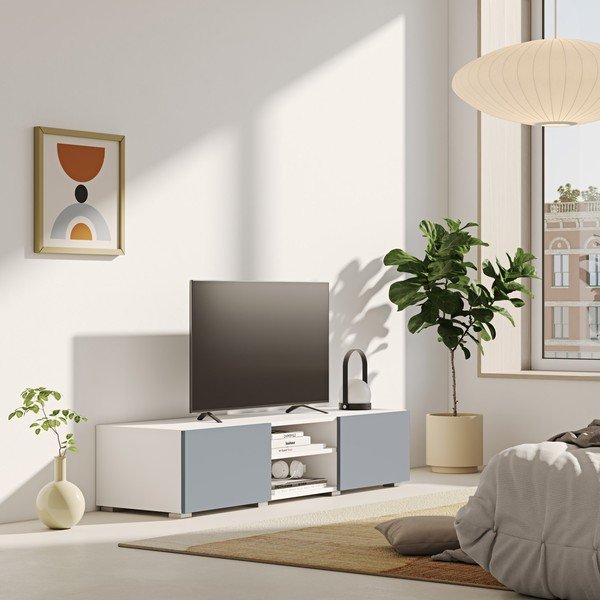 Šedo-bílý TV stolek 140x31 cm Podium – TemaHome-image-1