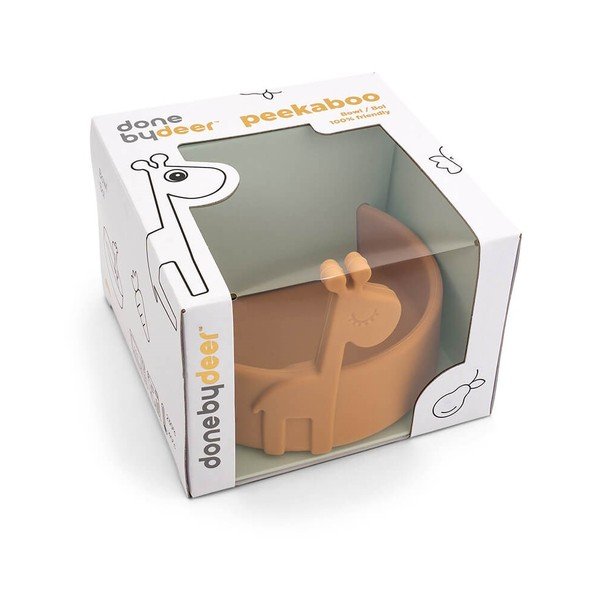 Hořčicově žlutá dětská silikonová miska Done by Deer Peekaboo Raffi-image-1
