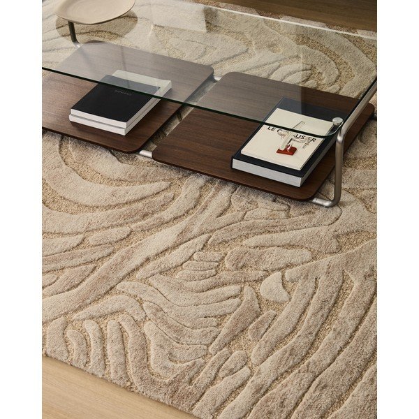 Béžový ručně tkaný koberec s příměsí vlny 200x300 cm Tribet – Kave Home-image-1