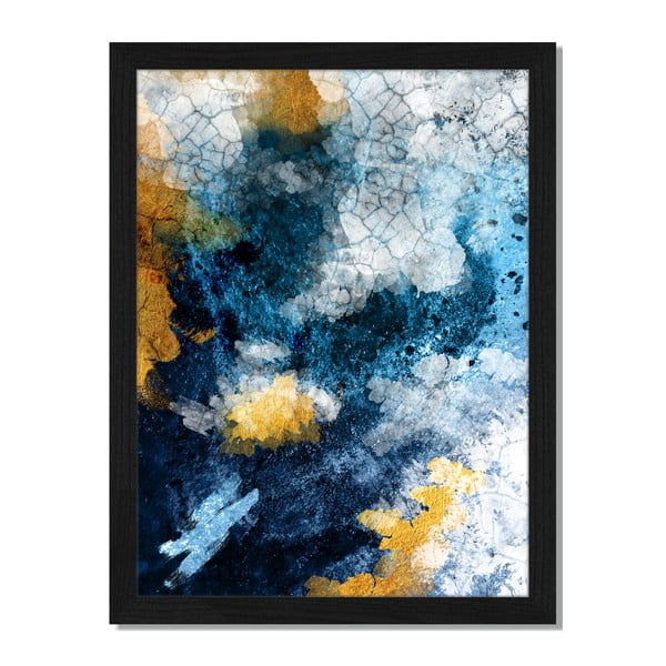 Obraz v rámu Liv Corday Scandi Gold & Blue, 30 x 40 cm
