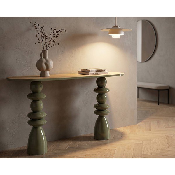 Zelený kovový konzolový stolek 45x150 cm Metal Console – Mauro Ferretti-image-1