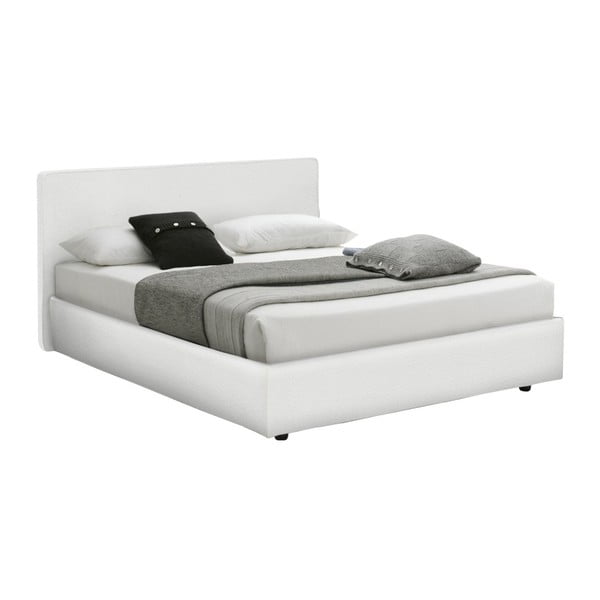 Bílá dvoulůžková postel s úložným prostorem a potahem z koženky 13Casa Ninfea, 160 x 190 cm