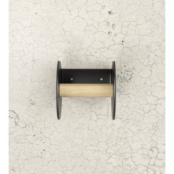 Černý nástěnný držák na toaletní papír Nupo – LIND DNA-image-2