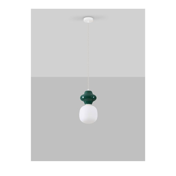 Bílé/v petrolejové barvě keramické závěsné svítidlo se skleněným stínidlem ø 18 cm Clio – Nova Luce-image-3