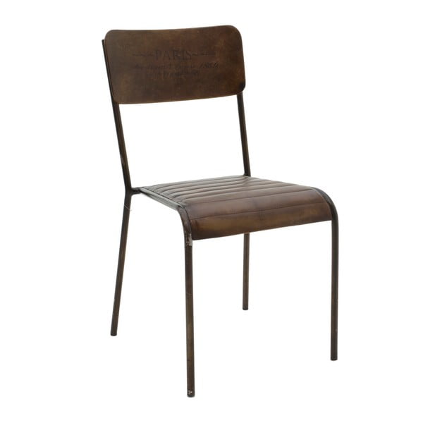 Hnědá kožená židle InArt, výška 78 cm