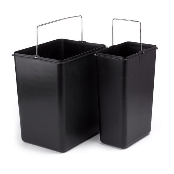 Ocelový odpadkový koš 18+8 l na tříděný odpad/nášlapný v matně stříbrné barvě   Tri Selectif – MSV-image-2