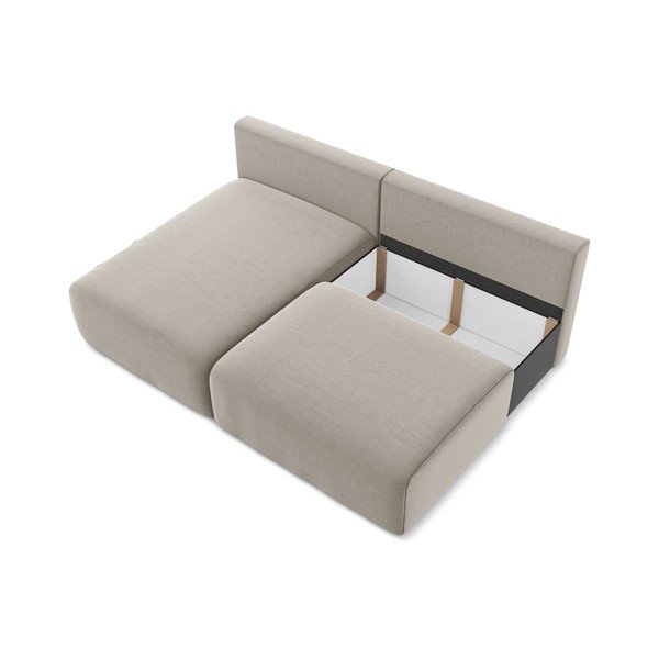 Taupe sametová rozkládací/s úložným prostorem rohová pohovka (levý roh/s lenoškou) Kalena – Makamii-image-4