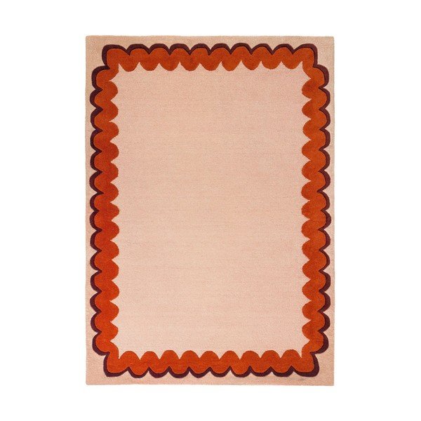 Oranžový/v přírodní barvě ručně tkaný vlněný koberec 140x200 cm Wiggle Wool – Flair Rugs